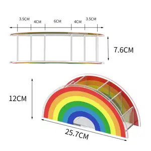 أزياء الساخن بيع قوس قزح حامل أقلام من الأكريليك لطيف 5 مقصورات قلم رصاص القرطاسية المكتبية العالمي للمدرسة المنزل والمكتب