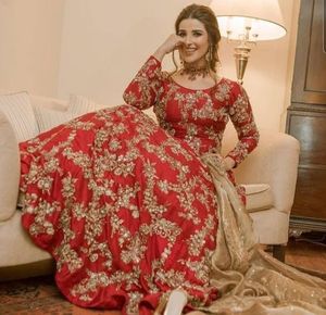 PLEASING INDIAN/PAKISTANI LONG <b>TOP</b> LEHENGA DRESS Embellished DABKA, STONE GLASS BEADS Work for Wedding 2022 - Product Image 1