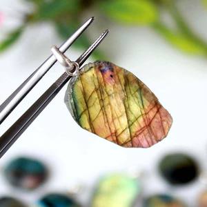 Labradorite Heart Pendant <b>Photo</b> <b>Necklace</b> Natural Blue Loose Gemstone with Crystal Embroidery Thread Jewelry Making Accessory - Product Image 5