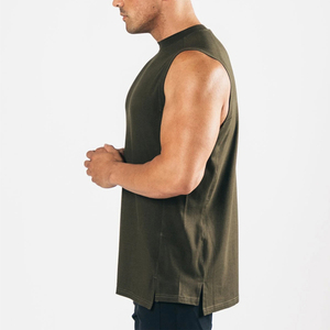 High quality gym fitness cheap price summer wear casual blank solid color <b>100</b>%cotton <b>polyester</b> man tank top sleeveless <b>shirts</b> - Product Image 2