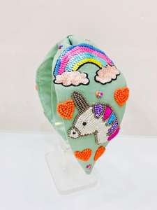 แถบคาดศีรษะประดับลูกปัดรูปยูนิคอร์นมือประดับด้วยลูกปัดหลากสีสวยงามสำหรับเด็กวัยหัดเดินและผู้ใหญ่ขนาดเดียว - Product Image 2