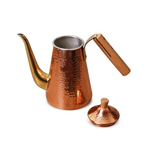 กาต้มน้ำนมพร้อมที่จับไม้ทำจากทองแดงทำด้วยมือ - Product Image 1