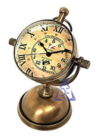 Horloge de table en laiton antique marine vintage décor de bureau rétro entièrement fabriqué à la main trophée de bureau double face motif Quazi pour un usage domestique