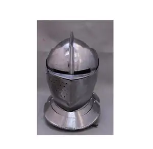 Medieval Knight Close Armet Helmet Armor Helmet Wearable silver color from Indian Supplier
