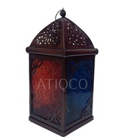 Dernier style indien classique lanterne en métal bougeoir verres en fer décoration à suspendre pour la maison