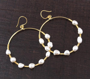 Magnifiques bijoux pour femme, boucles d'oreilles en perles de poire naturelle, fil plaqué or, chaîne bohème, boucles d'oreilles Bali, cadeau - Product Image 4