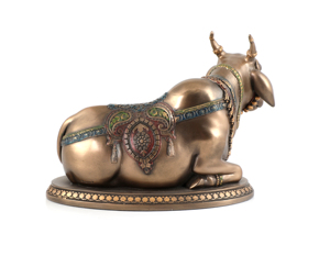 Artisanat Nirmala, statue de vache Nandi en résine polymère faite à la main, sculpture religieuse de Shiva Parvati assis, décoration d'intérieur - Product Image 2