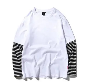 เสื้อยืดผ้าฝ้ายคอกลมแขนยาวสองชั้นสำหรับผู้ชาย,เสื้อทรงหลวมสไตล์ฮิปฮอปสำหรับใส่กลางแจ้ง - Product Image 1