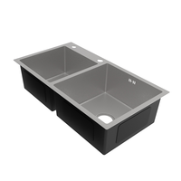 Nouvelle Évier de Cuisine Double Bac Fait Main avec Robinet en Acier Inoxydable 201 de Haute Qualité, Installation Sous Plan, Garantie 1 An
