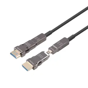 AOC光纤HDMI电缆支持4K @ 60hz HDR，18Gbps，YCbCr 4:4:4 8位3D ARC HDCP 2.2，带HDMI公电缆和微型HDMI光纤电缆
