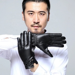 Guantes de Cuero Auténtico para Conducir al Aire Libre, Unisex, de Diseño Retro, Negros, con Pantalla Táctil, Cálidos para Invierno, Autocalentables - Product Image 2