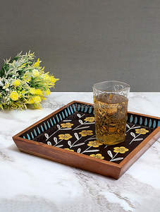 Plateau imprimé en bois fait à la main de qualité unique plateau de service au design superbe pour la maison hôtel restaurant produit de vente chaud - Product Image 2