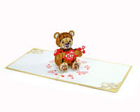 Tarjetas de felicitación 3D Pop Up Love con oso de peluche para el día de San Valentín proveedor de HMG Vietnam fabricación