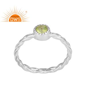 Anillo de Plata de Ley 925 martillado a mano para mujer, sortija trenzada de piedras preciosas de peridoto de diseño fino - Product Image 1
