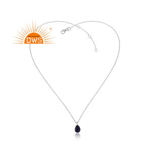 Collier pendentif en corindon bleu naturel en argent sterling fin pour femmes fabricant de bijoux - Product Image 1