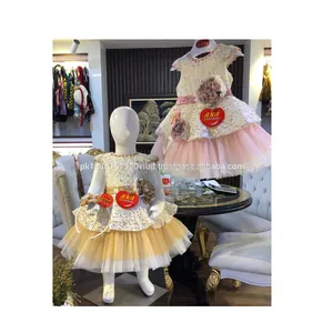 带发带的雨伞设计派对连衣裙最新女婴时尚设计花式派对服装