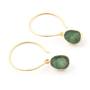 ต่างหูทองเหลืองชุบทอง,ต่างหูห้อยต่างหูสำหรับผู้หญิงเครื่องประดับธรรมชาติตามสั่ง - Product Image 3