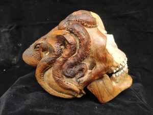 ชุดคอลเล็คชั่นโบราณศิลปะพื้นบ้านแกะสลักด้วยมือรูปกะโหลกไม้สักทำจากปลาหมึกแกะสลักด้วยมือ100% จำนวนจำกัด - Product Image 2