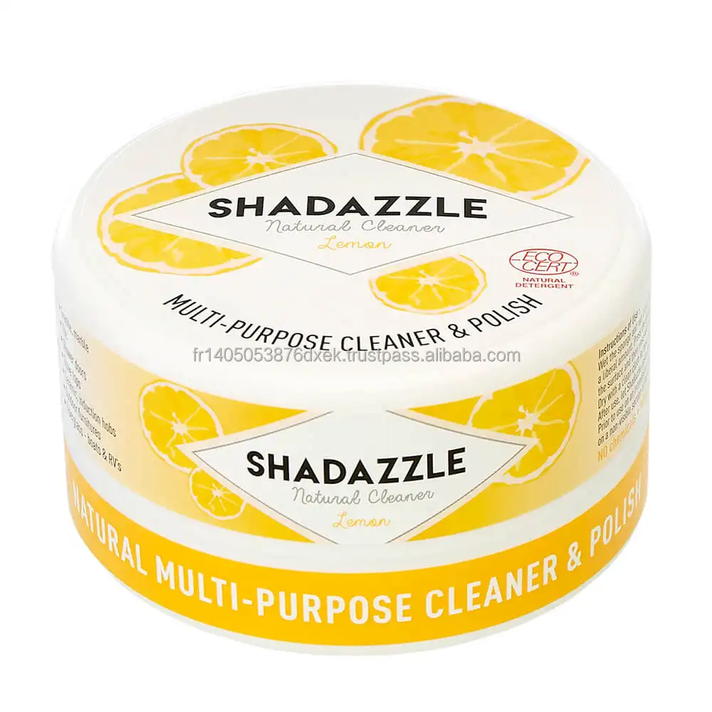 Shadazzle All Purpose Cleaner and Polish Lemon Fragrance ECOCERT Detergent Biodegradable Universal Natural Kitchen Powder