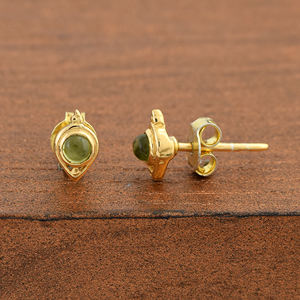 Pendientes minimalistas de Plata de Ley 925 con gema de peridoto Natural, joyería fina, chapado en oro, precio barato - Product Image 4