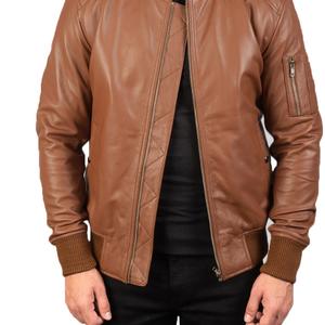Blouson homme en cuir véritable, de couleur rouge, - Product Image 4