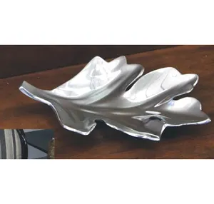 Desain daun piring & mangkuk dihiasi logam Aluminium piring buatan tangan nampan kreatif untuk Dapur dan restoran