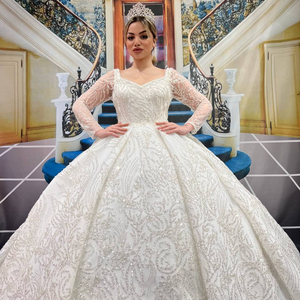 Robe de mariée longue et élégante en mousseline, Satin, Tulle, tenue de soirée, de luxe, de haute qualité, nouveau, - Product Image 1