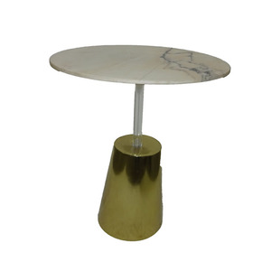 Table basse de luxe légère en marbre, basé sur le métal avec finition dorée, Table d'angle pour canapé - Product Image 6
