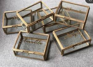 Boîte à couvercle en verre vintage dorée, bijoux décoratifs, présentoir de souvenirs, boîte rectangulaire transparente, bagues, bracelet - Product Image 5