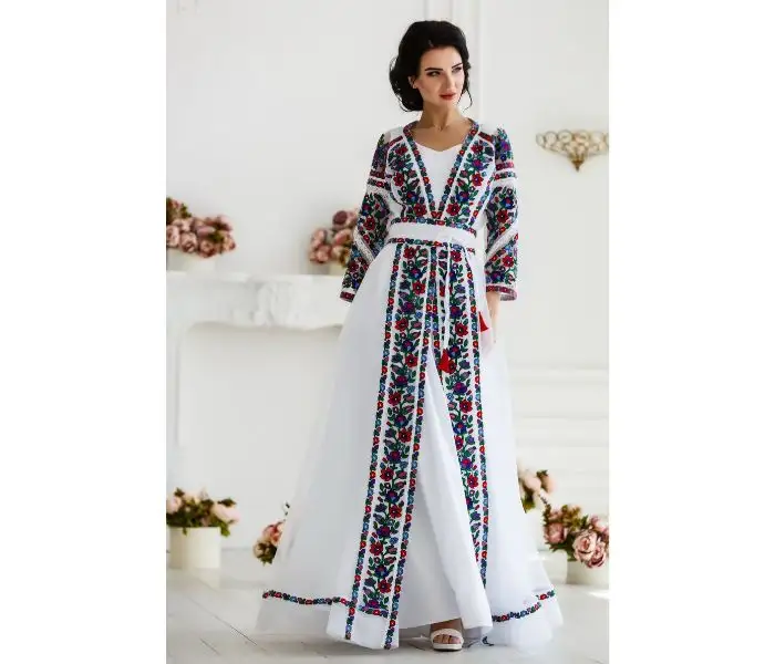 Women 2022 Luxury Bridesmaid Dress Embroidered Kimono Mesh Dress Women High Quality Explosive Ukrainian Dresses