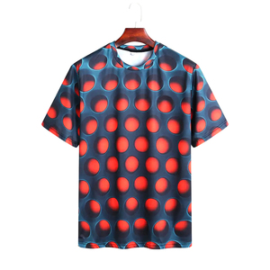 T-shirts d'été respirants pour hommes Formes de trous 3D personnalisées Impression par sublimation Polyester/coton Matériel solide Chemise d'été - Product Image 1