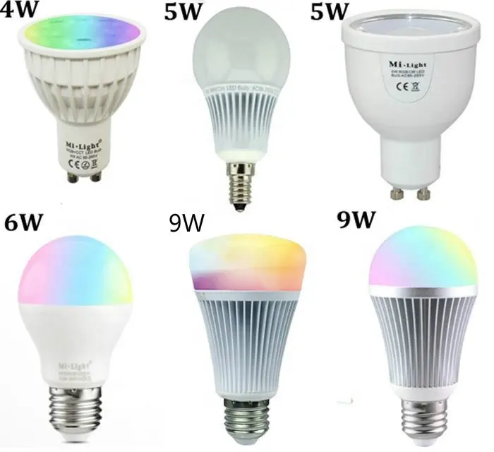 Milight 2.4G Led Bulb MR16 GU10 E14 E27 Led Lamp 4W 5W 6W 9W 12W CCT RGBW RGBWW RGB+CCT Led Light Wireless Wifi Remote Control