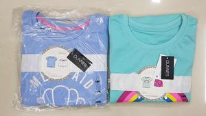 Overrun Garments Surplus Étiquettes de marque Filles Enfants Casual Velours 100% Coton Imprimé Floral Manches Ras Du Cou T-shirts Ensemble - Product Image 4