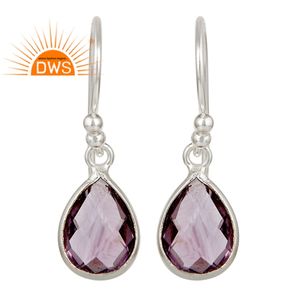 Pendientes de Plata 925 con Amatista Natural Engastada en Bisel, Proveedor de Joyería Fina, Pendientes de Lágrima - Product Image 1
