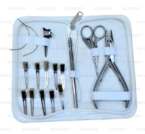 Alicates de acero inoxidable de tres agujeros Kit de herramientas de extensión de cabello de trama de acabado mate negro - Product Image 3