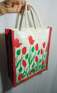 Bolsa de mano de yute, reciclada, ecológica, estampada - Product Image 3