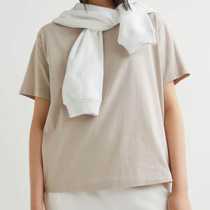 Camiseta de algodón 210 con cuello redondo para hombre, ropa personalizada de 100% g con cuello redondo, LOGO de algodón, camiseta de corte ancho en blanco - Product Image 2