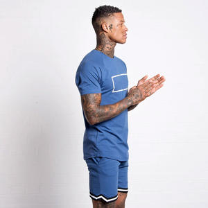 2025 nouvel article à la mode 100% coton hommes survêtement personnalisé DTF imprimé logo solide gris couleur streetwear 2 pièces hommes survêtement - Product Image 6