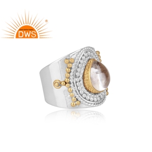 Traditional Trendy <b>Statement</b> <b>Ring</b> Gemstone Jewelry Wholesaler Crystal Quartz Bezel Setting Fine 925 Sterling <b>Silver</b> Supplier - Product Image 3