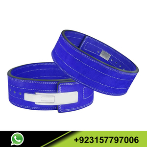 Cinturón de levantamiento de pesas para hombre y mujer, correa de cuero grueso azul para Fitness, con hebilla de palanca - Product Image 6