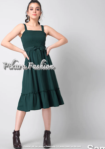 Minivestido plisado de lino y algodón para niña, novedad, Primavera, cuello cuadrado, Sexy, informal - Product Image 4