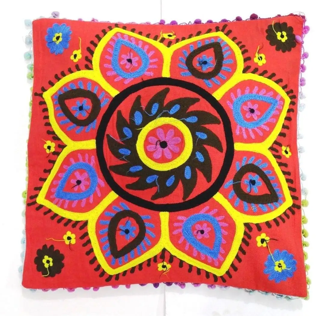 Manufacturer And Wholesale of Uzbek Suzani Embroidery Cushion Cover Embroidery Cushion Cover Embroidered Cushion Cover