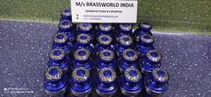 Bande de feuilles dorées bleues en laiton gravé, souvenir de crémation, urn cuivworld inde - Product Image 2