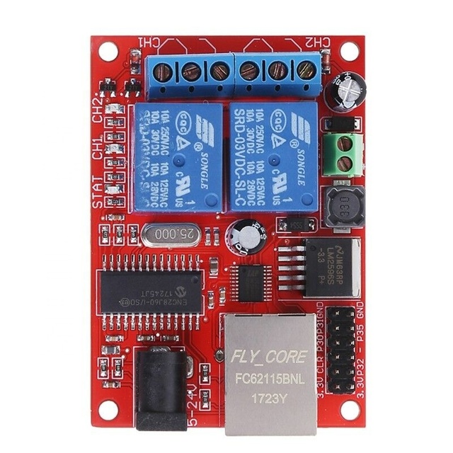 Taidacent 2 Channel Lan Ethernet Relay Board TCP UDP Controller Module Ethernet Relay Switch Delay Relay Board Web Server