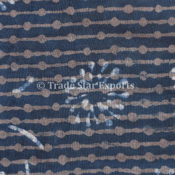 Vải Bọc Sanganeri Indigo Khối In Vải By The Yard Dân Tộc Ấn Độ 100% Chạy Cotton Voile Chất Liệu Cho Thời Trang