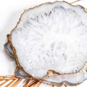 ที่รองแก้วเกลือสีขาวที่มีคุณภาพสูงที่สวยงามด้วยขอบทองขายส่งที่รองแก้วสำหรับเครื่องดื่ม - Product Image 3