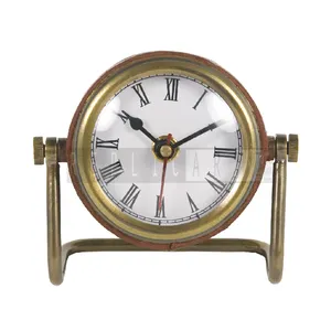 仿古黄铜台钟罗马主题挂钟，家庭和办公室现代装饰小表手表指南针