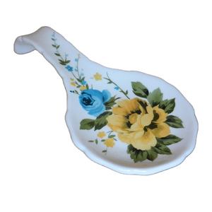 Jolie cuillère à motif de Roses jaunes et de fleurs, en céramique, style Floral, avec bordure festonnée, 28 pièces - Product Image 1