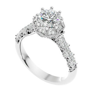 Elegante anillo solitario de oro blanco de 10 quilates Elegante diamante natural con nuevo diseño único de Rikhava Diamonds - Product Image 1