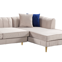 Sofá Seccional Esquinero Chesterfield Moderno de Terciopelo con Botonaduras, Sofá Cama con Estructura de Madera Maciza para Apartamento, Sala de Estar, Gimnasio, Centro Comercial, Hospital